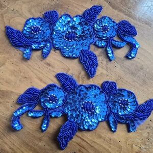 Royal Blue Sequin Beaded Appliques